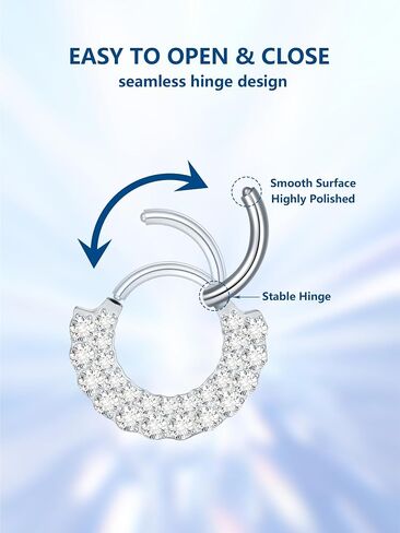 Aumeo G23 Titanium Septum Nose Rings 16G Nose Hoop Ring Hinged Septum Clicker Nose Ring Daith Tragus Hoop Earring in Saudi Arabia