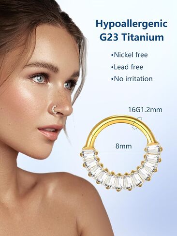 Aumeo G23 Titanium Septum Nose Rings 16G Nose Hoop Ring Hinged Septum Clicker Nose Ring Daith Tragus Hoop Earring in Saudi Arabia
