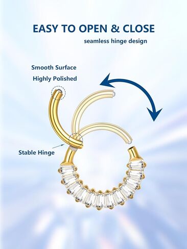 Aumeo G23 Titanium Septum Nose Rings 16G Nose Hoop Ring Hinged Septum Clicker Nose Ring Daith Tragus Hoop Earring in Saudi Arabia