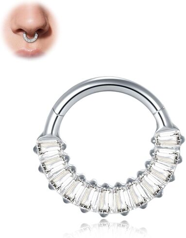 Aumeo G23 Titanium Septum Nose Rings 16G Nose Hoop Ring Hinged Septum Clicker Nose Ring Daith Tragus Hoop Earring in Saudi Arabia