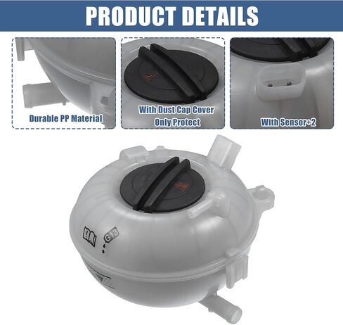 X AUTOHAUX Coolant Radiator Reservoir Tank 5Q0121407A Coolant Overflow Expansion Bottle with Cap and Sensor for Audi A3 8VA, 8VF 2012-20208 1 Set in Saudi Arabia
