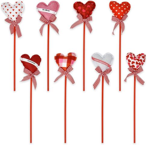 هدية بوتيك عيد الحب القلب زهرة يختار قلوب على شكل قطيفة على العصي مجموعة (8) الحب الزهور اختيار ترتيب القطع المركزية زهرية حشو الحرف وتوبر الجدول عطلة الزفاف الديكور in Kuwait