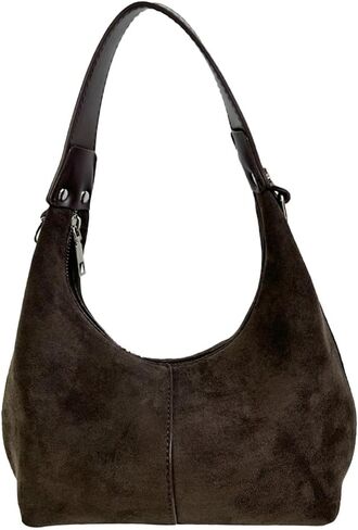Suede Crescent Tote Bags for Women Vintage Shoulder Bag Brown Suede Handbag Casual Crossbody Bag Travel Work Purse in Saudi Arabia