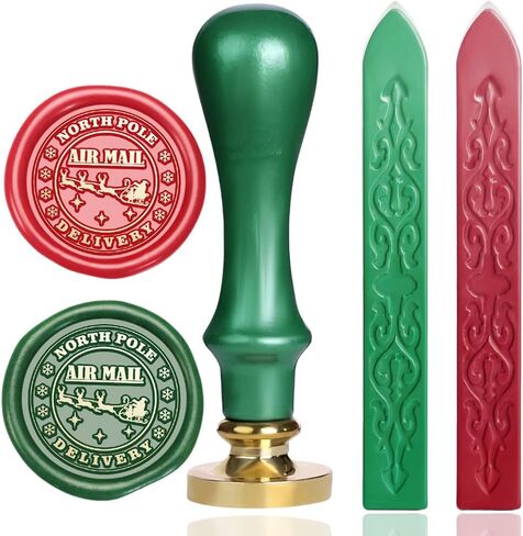 Wax Seal Stamp for Northpole,Santa Claus Northpole Sealing Wax Stamp with Sealing Wax Sticks for Christmas New Year Letters Cards Sealing Decoration Santa Claus Wax Seal (Santa Northpole) in Kuwait