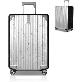 T Tersely Travel Suitcase Protector Cover, 20/24/26/28/30 Inch Clear Suitcase Covers for Luggage 0.3mm PVC Luggage Cover Protector and Black Stretch Cloth (30 inch)