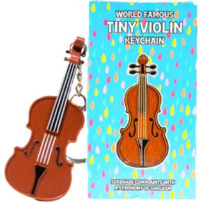 DR DINGUS World's Smallest Violin - Original Sad Music - Pocket-Sized Tiny Violin Keychain Symphony of Empathy - Plays a Touchingly Sad Song - Silly Gag Gift to Playfully Pluck Heartstrings