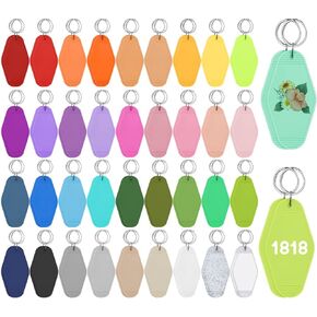 76 Pcs Motel Keychain,38 Multicolor Blank Heat Transfer Hotel Keychain,Vintage Rhombus Key Tags,Heat Transfer Key Label for DIY Ornament Crafts Luggage Tag