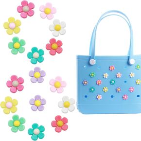 16 Pcs Charms for Bogg Bag Accessories, Flowers Bogg Bag Charms for Simply Southern Tote Charms, Accessories for Bogg Bag, Bogg Accessories Inserts for Small & Large Beach Tote