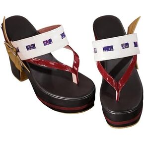 KIRA KIRA Genshin Impact Yae Miko Cosplay Shoes DokiDoki-SR Yae Miko Cosplay Shoes for Halloween Cosplay Party (Black red, Adult, Men, Large, Alpha, US Footwear Size System, Medium)