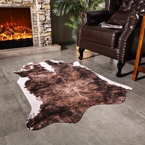 Easycozy Faux Cowhide Rug Large Cow Print Rug 4.6 x 5.2 Feet Thickened Elastic Cowhide Rug for Bedroom Living Room Home Office Western Decor in Kuwait