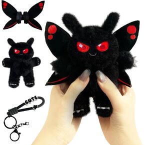 Moth Plush Cute Keychain 6", Cryptid Plush Black Moth Figure Stuffed Animal Toy Gifts Collection Decor for Kids Adults