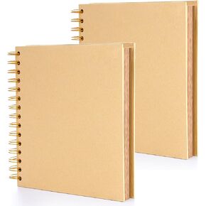 Tosnail 2 Pack 8 x 8 Inch DIY Scrapbook, Junk Journal, Total 160 Pages Thick Kraft Paper Memory Book, Autograph Photo Book, Guestbook for Wedding and Anniversary Family School