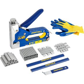 Heavy Duty 4-in-1 Staple Gun Kit, 6000pcs Staplers Manual Brad Nailer with 2800 Staples and 3200 Pin Brad Nails, for Upholstery, Material Repair, Decoration, Doors Carpentry & Home DIY
