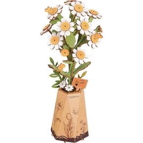 rowood 3D Puzzle Wooden Flower,DIY Flower Building Block Set Craft Kit for Kids,Mother's Day/Valentine's Day/Teacher's Day/Thanksgiving/Christmas/Birthday Gift for Mom/Grandma-Chamomile