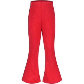 Spring&Gege Girls Ribbed Knit Bell Bottoms Flare Leggings Ruffle Bootcut Pants Casual Solid Fall Outfits (5-12 Years) in Kuwait