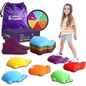 Special Supplies Stepping Stones for Kids - Set of 6 Fish Balance Blocks - Indoor/Outdoor Play - Child Safe Rubber, Non-Slip Edging - Promotes Coordination, Balance, Strength