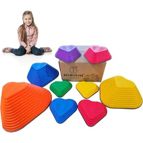Stepping Stones for Kids - 9pcs Heart-Shaped Children Balance Toy for Indoor and Outdoor Play, Sensory Toys for Balance, Coordination and Physical Activity, Ideal for Children with Autism