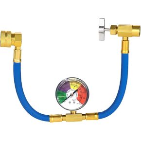 R134A Refrigerant Charge Hose Kit, 15.4" R134a AC Refrigerant Charging Hose with Gauge, Auto A/C Refrigerant Dispensing Valve Recharge Nylon Hose Kit, Car Accessories