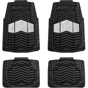 August Auto All Weather Two Tone Heavy Duty Rubber Universal Fit Car Floor Mats,Fit for Cars, Sedans, SUVs, Trucks and Vans,Set of 4 (Black and Blue)