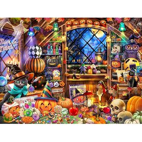 Halloween Collectibles Jigsaw Puzzle 550 Piece by Vermont Christmas Company - Large Pieces - Fully Interlocking & Randomly Shaped Pieces - 24" x 18"