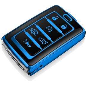 Tukellen for Jeep Key Fob Cover Soft TPU Full Protection Key Case Compatible with 2021-2024 Grand Cherokee L Grand Wagoneer Key Shell (Silver, 5 Buttons)