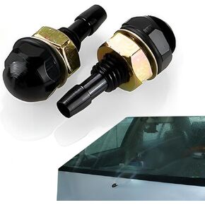 2 PCS Car Windshield Nozzle, Wiper Cleaning Water Spray Nozzle Sprayer, Hood Cleaning Metal Nozzle Accessories, Universal for Most Cars (Black)