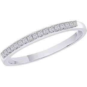 KATARINA Princess Cut Diamond Anniversary Wedding Band Stackable Ring in Sterling Silver (1/10 cttw, H-I, I2-I3)