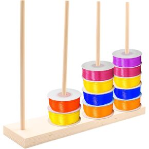 Wooden Ribbon Storage Rack Spool Holder Ribbon Organizer Storage Organizer for Sewing Craft Wreath Mesh Crochet Thread Tulle Roll Washi Tape Craft Gift Arts Florist Wrapping
