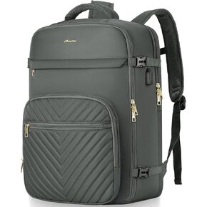 Travel Backpack for Women, Carry On Backpack for Airplanes Flight Approved, Waterproof Large Weekender Overnight Bag Fit 17 Inch Laptop with USB Charging Port, Black