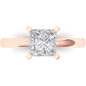 Clara Pucci 1.50 ct Princess Cut Solitaire Moissanite Engagement Wedding Bridal Promise Anniversary Ring in 14k Rose Gold