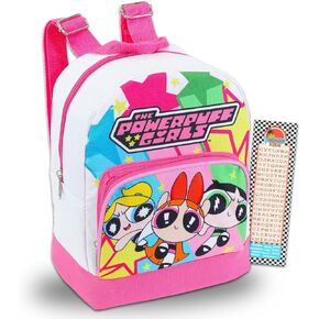 Powerpuff Girls Mini Backpack for Women Set - 10" Canvas Powerpuff Girls Backpack with Front Pocket and Bookmark | Powerpuff Girls Backpack Purse Bundle