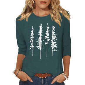 Woffccrd Womens Casual Halloween 3/4 Sleeve Crew Neck Tee Shirts Leopard Pumpkin Shirts Thanksgiving Fall Tops