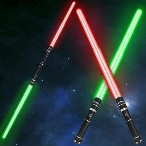 Beyondtrade Lightsabers Toy 7 Colors Doubled-Blade Dueling Swords 2 in 1 Light Sabers with FX Sound for Kids Birthday Gift Halloween Cosplay Christmas Party Present Movie Fans Toys