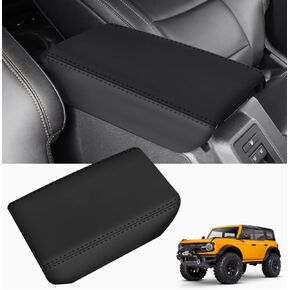 غطاء وحدة التحكم المركزية faccibbg لسيارة Ford Bronco 2021-2024 (أسود)، غطاء مسند ذراع من الجلد المقاوم للماء مضاد للخدش لملحقات Ford Bronco 2021 2022 2023 2024 in Kuwait