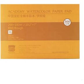 BAOHONG Academy Grade Watercolor Block, 100% Cotton, Acid-Free, 140LB/300GSM, Rough Grain Textured, 20 Sheets per Block (Rough Grain 10.2''x7'')