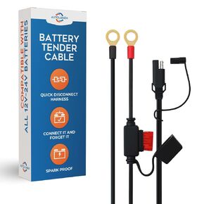 SAE Extension Cable with Ring Terminal Harness, 12V-24V Quick Connect Battery Charger Cable, Automotive Trickle Charger Cable, Motorcycle, Car, Boat, and Solar Panel Charging Accessory