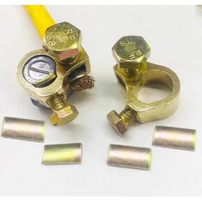 1 Pair Pure Copper Battery Terminal Connector, Heavy Duty Cable End Connector Compatible with Car, Van, Truck Marine Boat RV etc, Top Post Battery Terminals End Clamp