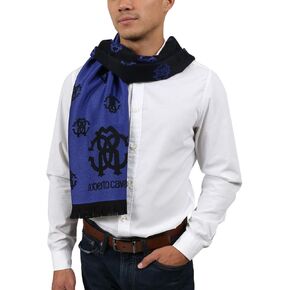 ROBERTO CAVALLI ESZ051 03000 Purple Wool Blend Logo Mens Scarf for mens