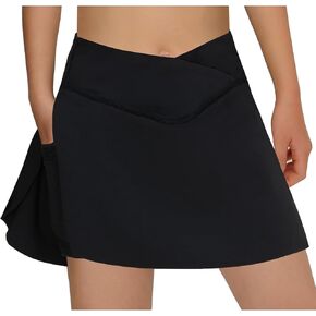 2in1 High Waisted Tennis Skirts for Women with Pockets Crossover Athletic Golf Skorts Workout Sports Skirts