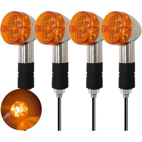 Universal 4pcs LED Motorcycle Turn Signals Chrome Bullet Front Rear Lights Blinker Indicator 12V Compatible with Honda Harley Kawasaki Suzuki Yamaha
