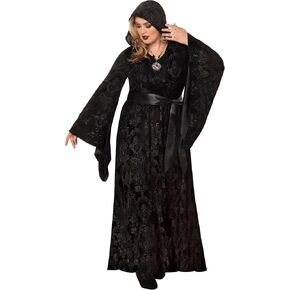 Spirit Halloween Velvet Hooded Robe | Black Robe | Robe Costume
