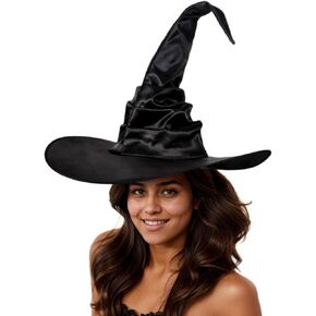 KITRDOOR Halloween Witch Hat, 1 Pcs Black Witch Costume Accessory for Halloween Witch Cosplay Party Favor Holiday Decoration