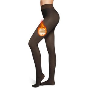 Hi Clasmix Women’s Fleece Lined Winter Tights - Thermal Fake Translucent Tights Warm Sheer Look Thick Skin-Colored Pantyhose