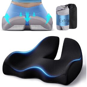 Benazcap with Extra Cover Memory Seat Cushion for Office Chair, Ergonomic Cushions Butt Pillow for Sciatica & Tailbone Pain Relief for Long Sitting for Gaming Chair and Car Seat