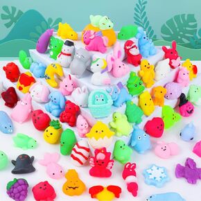100Pcs Mochi Squishy Toys, Kawaii Squishies Fidget Toys - Stress Relief Toys Party Bags Fillers for Box Toys for Classroom Prizes Kids,Halloween Christmas Party Favors Stocking Stuffers Gifts(Random)