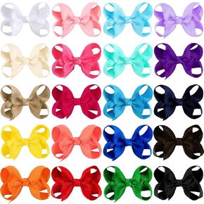 Oaoleer 20PCS 4.5 Inch Hair Bows for Girls 500PCS Baby Hair Ties Grosgrain Ribbon Toddler Hair Accessories with Alligator Clips for Toddlers Baby Girls Kids Teens in Pairs
