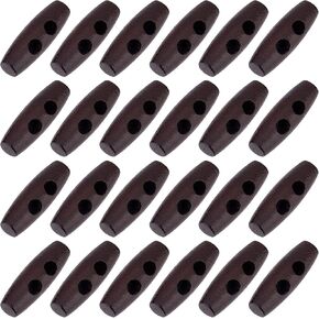 PH PandaHall 50pcs 30mm Wooden Toggles Buttons Olive Shape Wooden Horn Button 2 Holes Coconut Brown Wooden Buttons for Sewing Crafts Coats Button Decoration Handmade Ornament DIY Projects