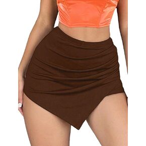 Floerns Women's Casual Asymmetrical Hem High Waist Skorts Shorts
