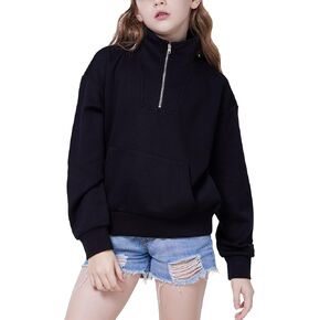 WULFUL Girls Casual Half Zipper Sweatshirts Long Sleeve Fashion Pullovers for Teen Girls