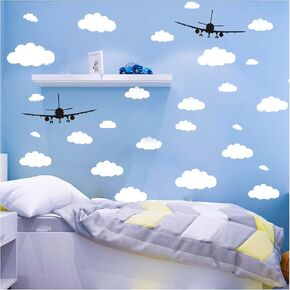 Lnrkai 3Pcs Airplane Wall Decor Stickers, DIY Removable Aircraft Wall Art Decal Home Decoration for Living Room, Bedroom, Gift Wallpaper Mural for Boys, Girls, Kids
